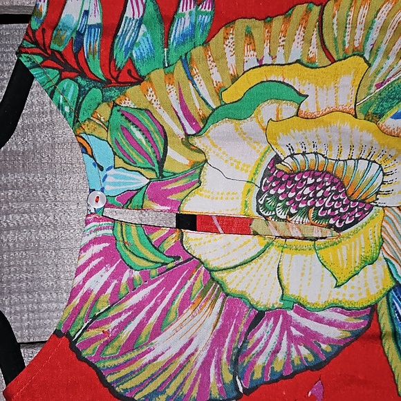 World Market Bold Red Multi Tropical Floral Popover Dress Size L / XL - Picture 7 of 7